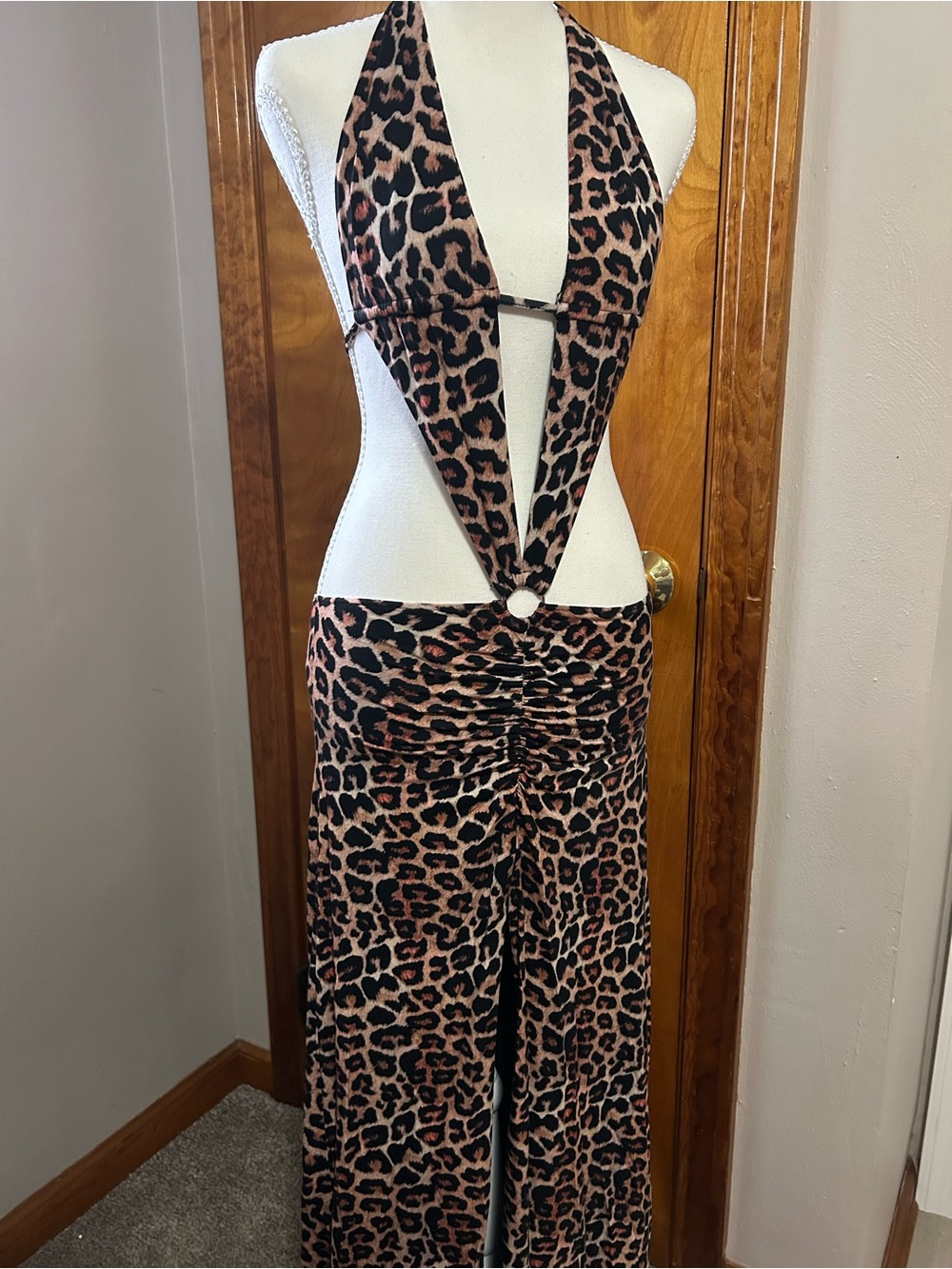 i.am.gia size small leopard halter maxi dress Y2K pop star style party dress